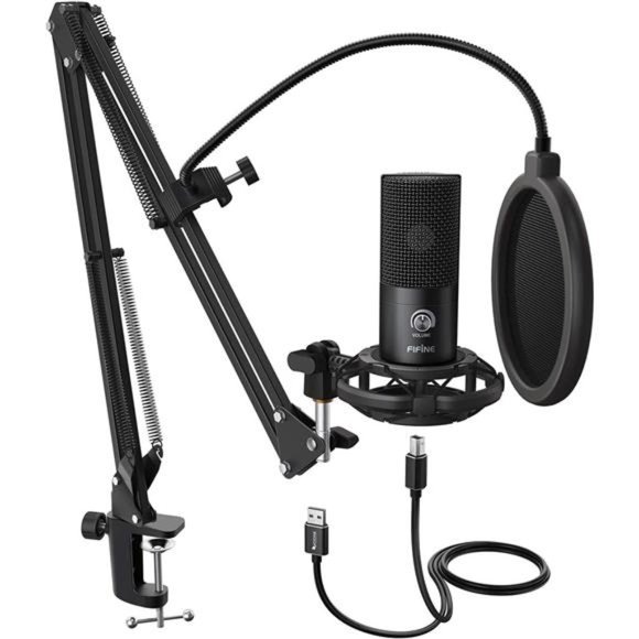 Studio Condenser USBMicrophone Computer PCMicrophone Kit with Adjustable BoomArm - Picture 1 of 6